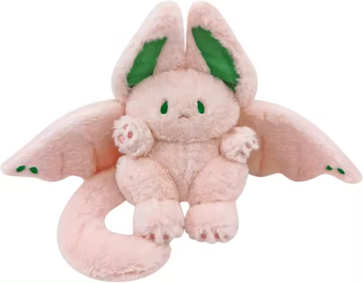 Linda almohada de peluche de conejo de murciélago Kawaii para niños, Animal de peluche rosa, 12" - 1