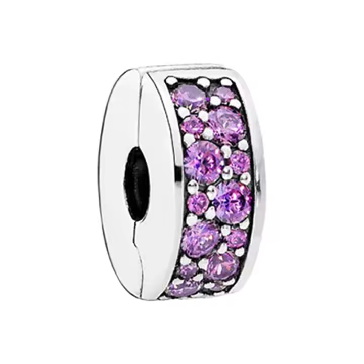 Pulsera de plata de ley 925 para fabricación de joyas, Clip de Pavé transparente, 925 Original - 1