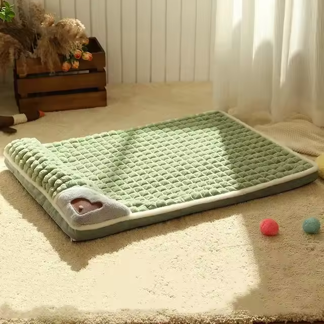 Cama a cuadros para perros pequeños y medianos, sofá de lujo, cálido, pelusa para dormir, extraíble, lavable, para invierno - 1