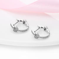 Pendientes de aro de Plata de Ley 925 para mujer, aretes con forma de corazón, luna y estrella, regalos de joyería - details 1