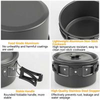 Utensilios de cocina para acampar, Villa de Vie, juego de picnic al aire libre, 2-3 teteras antiadherentes Peaple, varios juegos - details 9