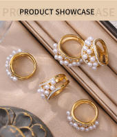 Nueva Bisutería Lujo Circonita Geométrico Anillo Pearl Mujer Elegant Abierto Trabajo Diario Accesorios - details 4
