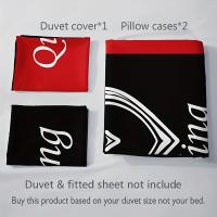 Juego de 3 piezas de cobertores de edredón, juego de ropa de cama con patrón de corona negra y roja, funda de edredón suave - details 8