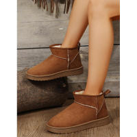 Botas de nieve de lana de oveja auténtica para hombres y mujeres, zapatos cálidos con plataforma Bo Cut, botas cortas de cuero para invierno, nuevas en 2023 - details 17