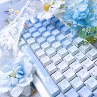 Coreano Cherry Pbt Blue Chasing Summer Cool Theme 126 teclas Teclas Hangul con gradiente personalizado - details 3