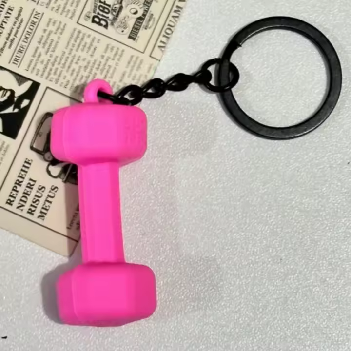 Llavero de barra de silicona DIY, regalo de gimnasio con colgante de bolsa y peso. - 1