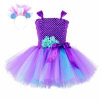 Vestido de sirena para niñas, vestido de fiesta de princesa de Halloween, falda tutú de tul de malla arcoíris, escala de pez de lentejuelas tres - details 6