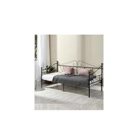 Marco de cama doble de metal, estructura de cama matrimonial para adultos y adolescentes, para colchón de 140x190 cm negro - details 11