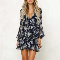 Vestido de fiesta de noche de manga larga con estampado bohemio, vestido de malla transparente con escote en V y dobladillo corto, vestidos cortos - details 4