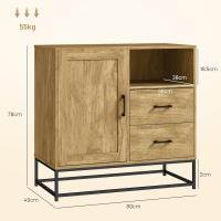 Mueble de Salón Ajustable Estante Abierto con Base de Metal Ideal para Sala de Estar, Cocina, Comedor 80x40x78 cm Marrón - details 6