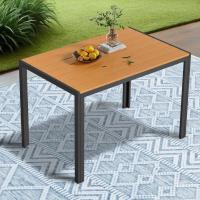 Mesa de comedor para exteriores para 6 personas, rectangular, de metal de aluminio, resistente a todo tipo de clima, mesa de patio con listones de 110x70x73 cm para terraza, patio trasero, césped y jardín - details 17
