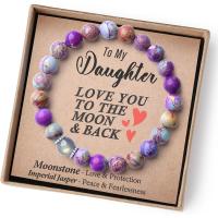 pulsera de piedra volcánica para hombre y mujer, brazalete de cuerda elástica, regalo para el Día del Padre, piedra lunar volcánica,Pulsera de regalo del Día de la Madre - details 2