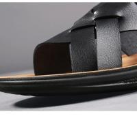 Sandalias planas de cuero para hombre con correa ajustable de doble propósito, cómodas sandalias de playa antideslizantes con punta abierta - details 5