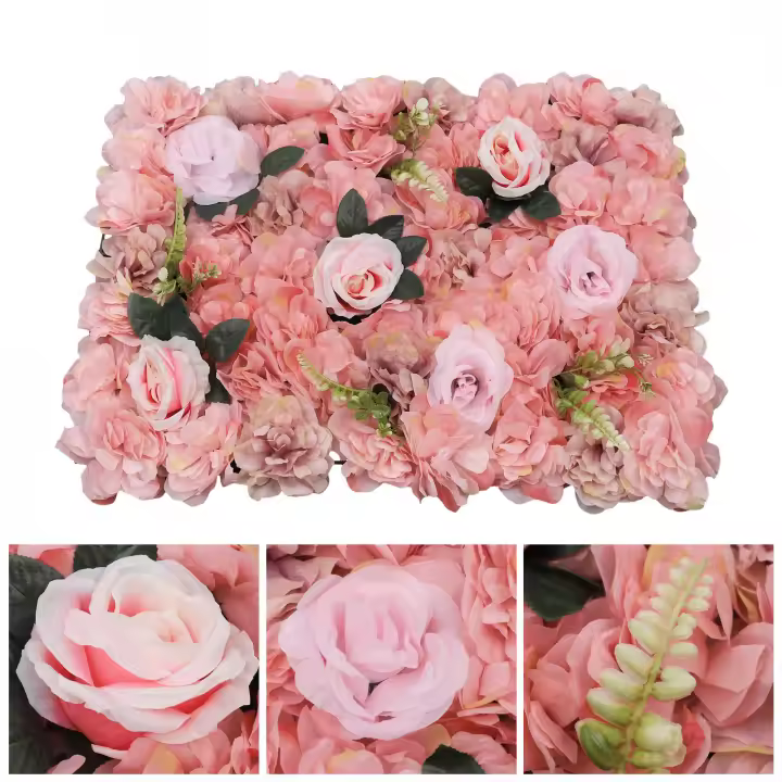 Panel de flores artificiales para pared, decoración romántica de 12 piezas, ramo de flores para fiesta y boda - 1