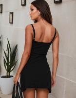 Vestido casual de mujer con tirantes de cintura alta y falda corta delgada - details 2