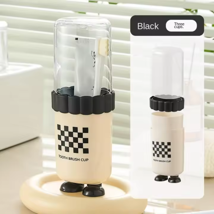 Taza de enjuague bucal portátil para viaje, a prueba de polvo, a prueba de fugas, taza para cepillo de dientes, caja organizadora de cepillo de dientes de plástico sellada para dormitorio - 1