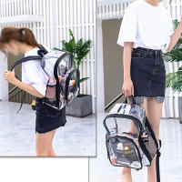 Mochila transparente de PVC, mochilas escolares transparentes sólidas impermeables, mochila de hombro con cremallera de gran capacidad, mochila de viaje portátil Unisex - details 2