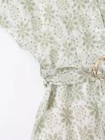 Vestido casual chic con detalle de corte y lazo en la cintura, bordado floral OUWU, primavera verano 2025, de día a fiesta. - details 5