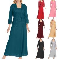 Vestidos largos elegantes para mujer, cárdigan de encaje liso de dos piezas, vestido ceremonial de talla grande para fiesta de gasa, Vestidos para mujer - details 6