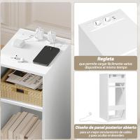 Mesilla Blanca Noche 2 Enchufes USB, 2 Puertos Abiertos para Sala de Estar y Dormitorio 25x30x60 cm - details 5
