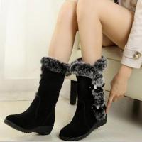 Ots de terciopelo de algodón cálido para nieve para mujer, tacón de cuña, talla grande, invierno - details 0