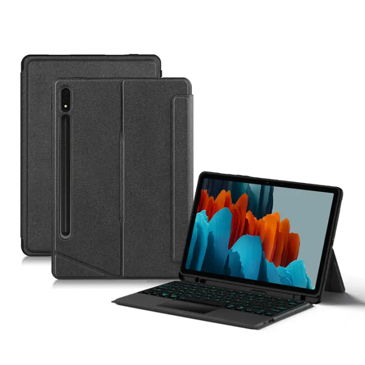 Funda para tableta Samsung Galaxy Tab S7 FE S8 Plus, cubierta dividida con portalápices y Teclado en Español, SM-T730 de 12,4 pulgadas, SM-T970, SM-X800 - 1