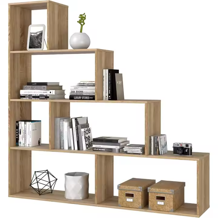 Habitdesign Estantería Decorativa, Librería Salon, Modelo Klum, Acabado en Roble Canadiense, Medidas: 145 cm (Alto) x 145 cm (Ancho) x 29 cm (Fondo) - 1