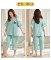 Conjunto de pijama de dibujos animados para mujer, pijama informal con cuello redondo, pantalones cortos y pantalones cortos, 100% algodón, verano, M-5XL - details 17