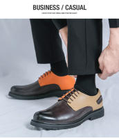 Zapatos de cuero de moda con cordones de empalme personalizados - details 12