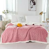 Manta de lana de cordero para las cuatro estaciones, toalla nórdica para el hogar, manta de sofá de siesta de Color sólido - details 2