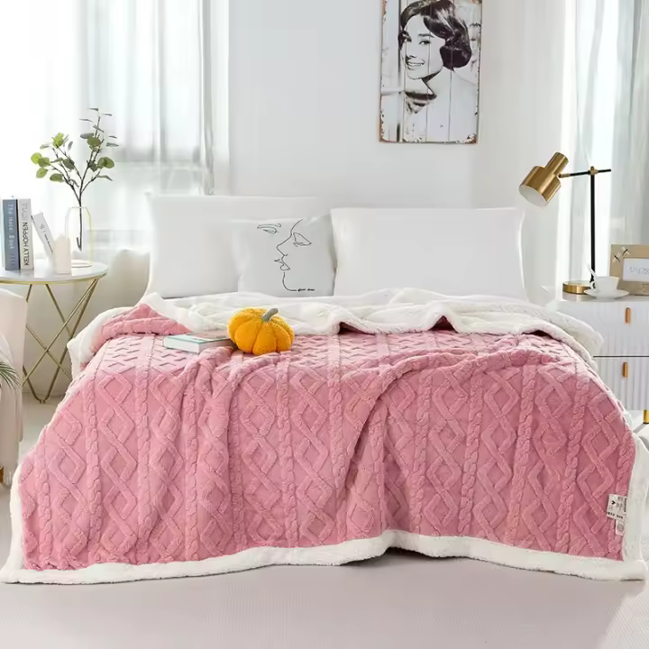 Manta de lana de cordero para las cuatro estaciones, toalla nórdica para el hogar, manta de sofá de siesta de Color sólido - 1