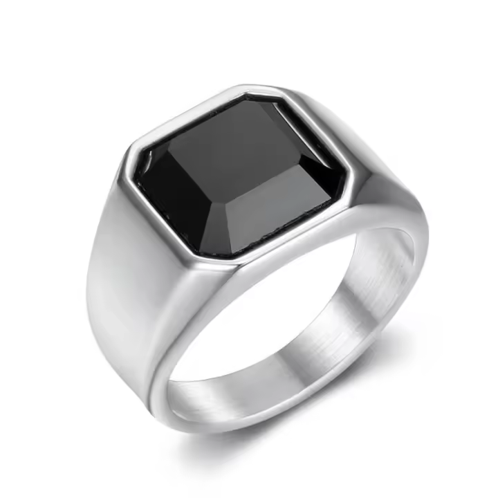 Nueva joyería INS estilo simple anillo negro liso de acero de titanio para hombres - 1