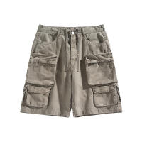 Pantalones cortos de algodón puro de verano para hombre, pantalones cortos cómodos y transpirables con múltiples bolsillos, pantalones cortos Cargo con movimiento, nuevos pantalones cortos de mezclilla de moda sólida para hombre - details 5