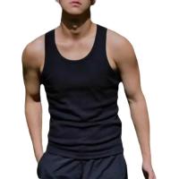 Chaleco deportivo de talla grande para hombre, camiseta sin mangas ajustada elástica de color sólido con absorción de sudor, ropa de calle para gimnasio y fitness - details 5