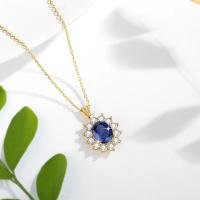 Collar de Oro 18k con Corundum Azul Real Joyería de Metal para Mujeres Longitud de 18 pulgadas - details 2