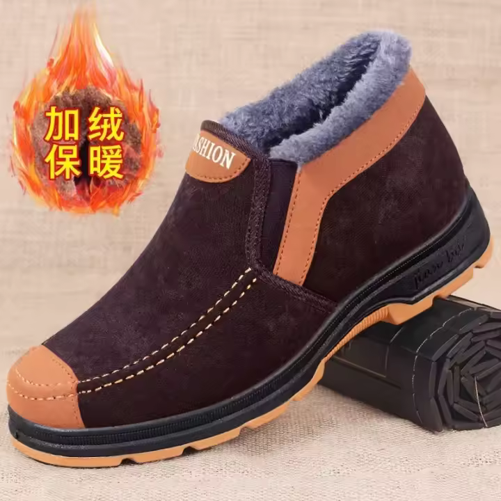 Zapatos de algodón para hombre, zapatos de moda de invierno, botas de nieve para hombre, zapatos para caminar cómodos y cálidos gruesos de felpa, botas para hombre 2024 - 1