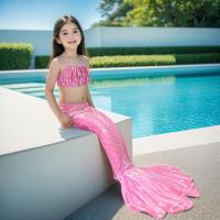 Traje de baño para niñas de sirena, cola de pez, traje de rendimiento transfronterizo de princesa, traje de baño de tres piezas para niños, traje de baño de bikini dividido - details 3