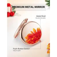Espejo Compacto de Maquillaje para Bolso de Scttomon Espejo de Metal Doble Cara 1X/2X Espejo Redondo de Oro Rosa - details 3