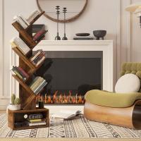 Estantería de árbol, Librería Alta de 6 Niveles Estantería Estrecha de madera con cajones para Sala de Estar, Dormitorio 38×19×112CM Marrón Rústico - details 3