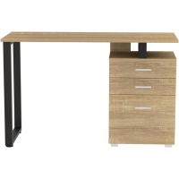 Escritorio Moderno de Madera y Acero 3 Cajones, Porta Ordenador, Diseño de Mesa de Trabajo, 120 x 50 x 75 cm, Decoración para Casa y Oficina - details 5