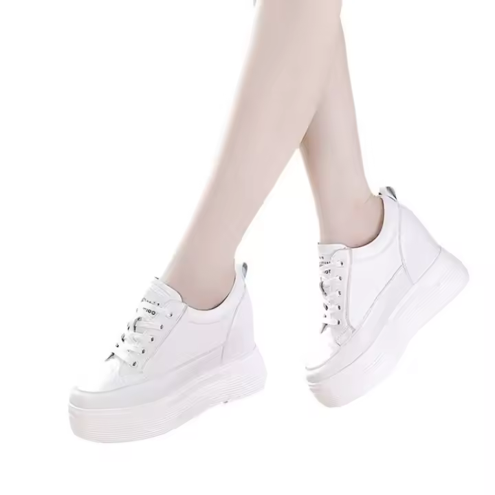 Zapatillas Blancas para Mujer Primavera-Verano Tacón Bajo con Escalera Interior de 10cm - 1