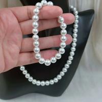 8mm moda estilo OL Natural cuentas de perlas de concha blanca mujeres collar corto pulsera conjunto de joyería 17 "7" - details 3