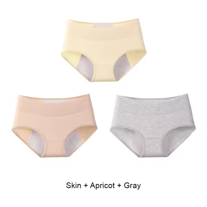 Bragas menstruales para mujer, ropa interior de algodón a prueba de fugas, para incontinencia urinaria, 3 piezas - 1
