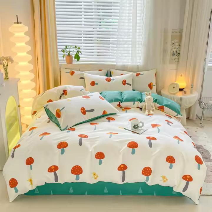 Juego de ropa de cama de algodón puro, funda de edredón con estampado de alta calidad, tamaño King, tela agradable para la piel - 1