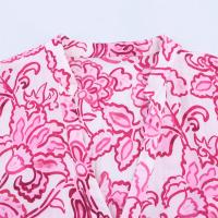 PB & ZA 2025, estampado de flores decorativas en capas, cuello en V, manga larga, dobladillo suelto, diseño con cordones, novedades de verano, ropa de mujer - details 12