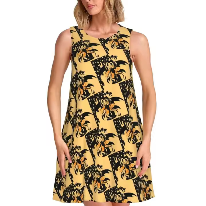 Falda holgada personalizada B-Bendy y M Ink con bolsillo Horro, vestido de vacaciones en la playa sin mangas para mujer - 1