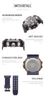 Reloj Deportivo SMAEL para Hombres con Doble Tiempo LED Digital Moda Cronógrafo de Cuentdown Caja de Aleación Impermeable Reloj Militar de Pulsera - details 8
