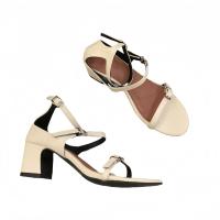 Nicho francés tacones altos sandalias simples de punta abierta zapatos de mujer nuevo tacón grueso con falda zapatos romanos - details 10