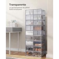 Cajas de Zapatos de Plástico Juego de 18 Organizadores Plegable, Apilable, Transparente, Blanco - details 9