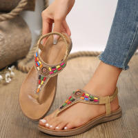 Sandalias Planas de Estilo Bohemio para Mujer Sandalias de Gladiador con Clip - details 5